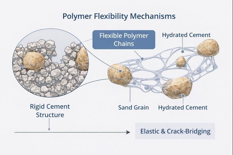 diagram showing polymer flexibility mechanisms