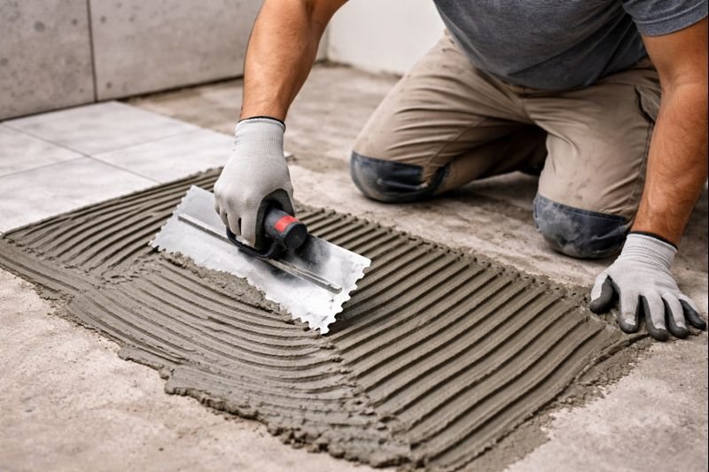 Polymer modified thin-set mortar application