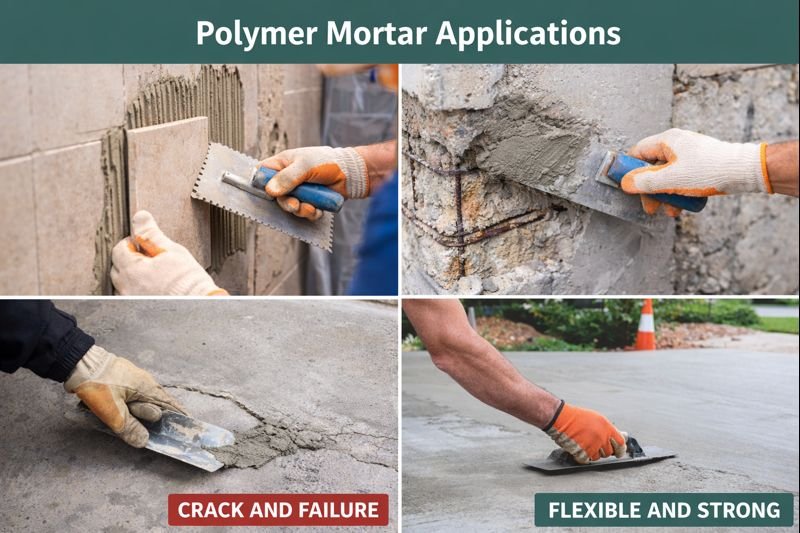 polymer mortar applications in various settings