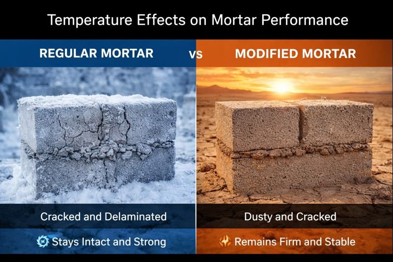Visual comparison of temperature effects on different mortar types temperature effects on mortar performance