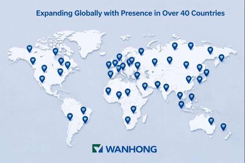 Wanhong's international market presence Global presence map
