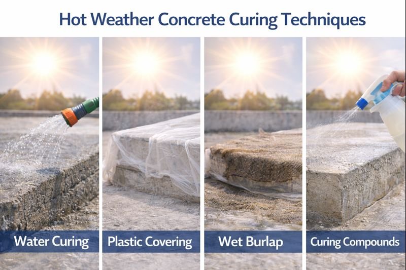 Curing concrete in hot climates Hot weather concrete curing techniques
