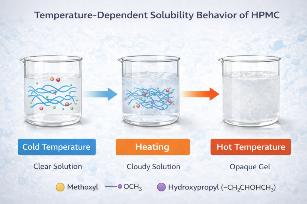 Temperature-dependent solubility behavior of HPMC