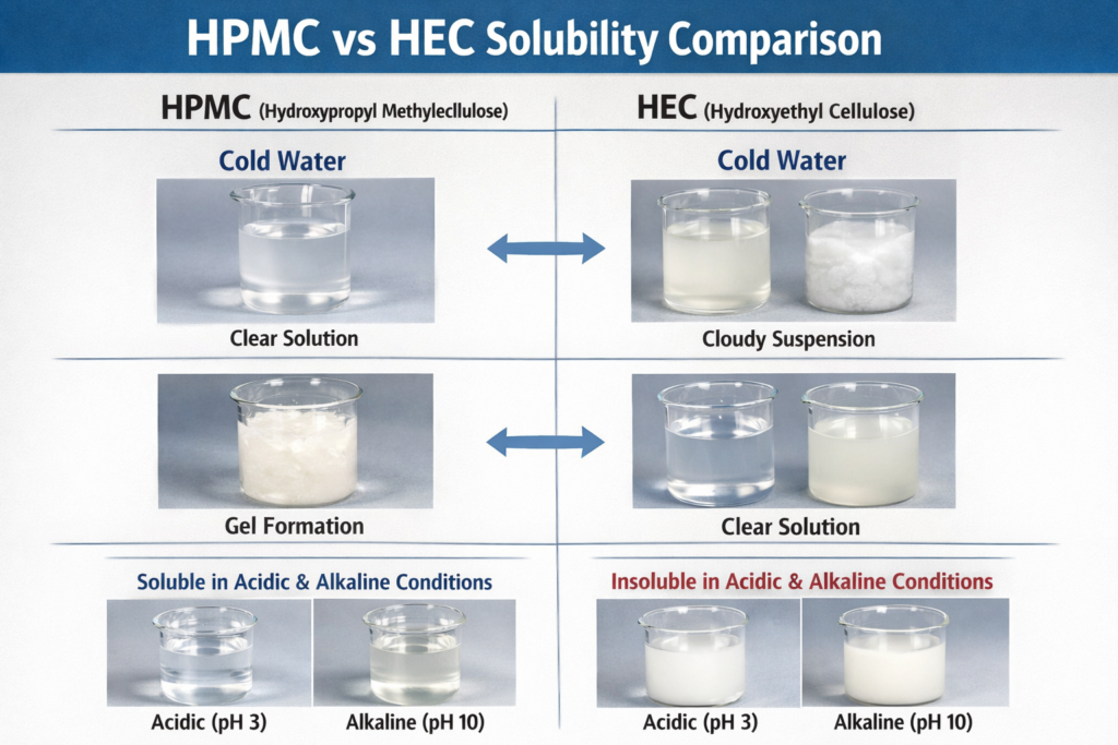 HPMC and HEC solubility comparison