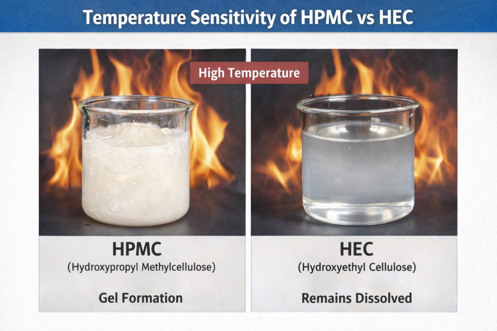 Temperature sensitivity demonstration of HPMC vs HEC