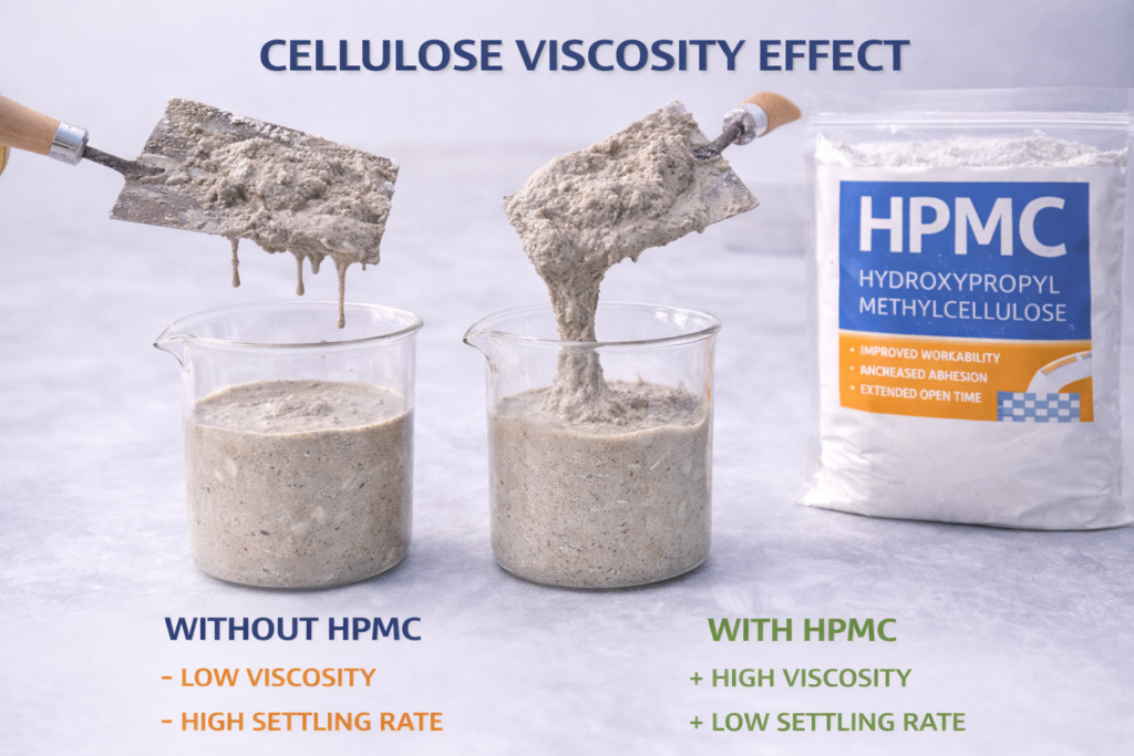 Cellulose viscosity effect demonstration