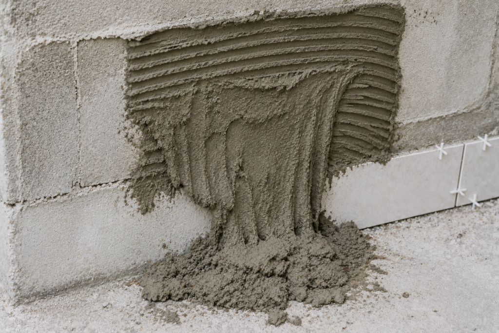 Why Mortar Is Not Sticking Mortar sliding off a wall due to poor adhesion