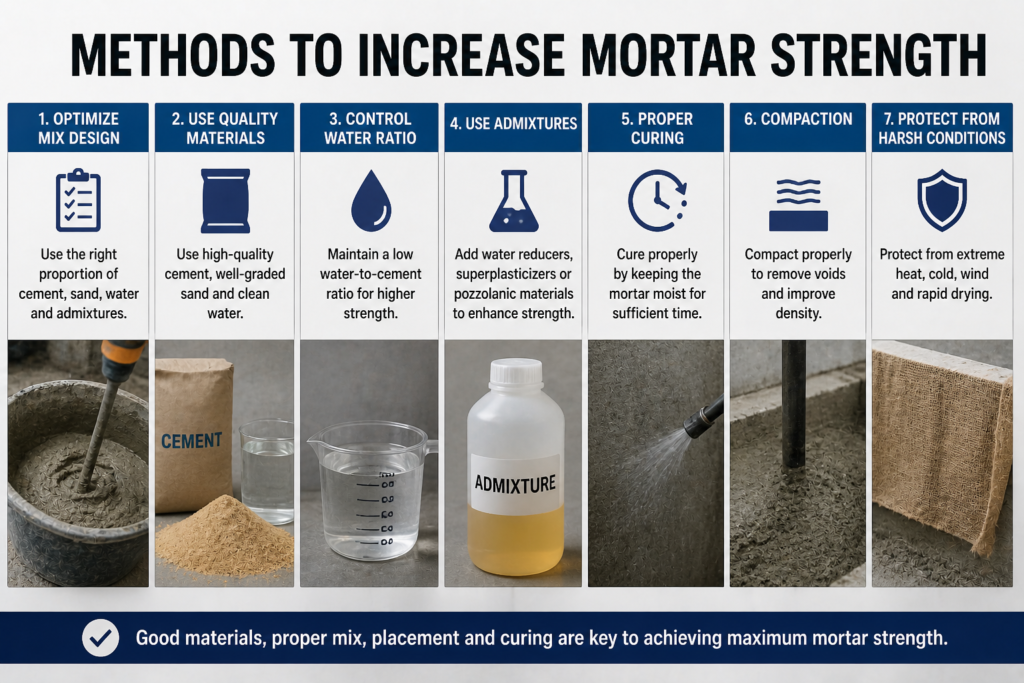 Methods to increase mortar strength Methods to increase mortar strength
