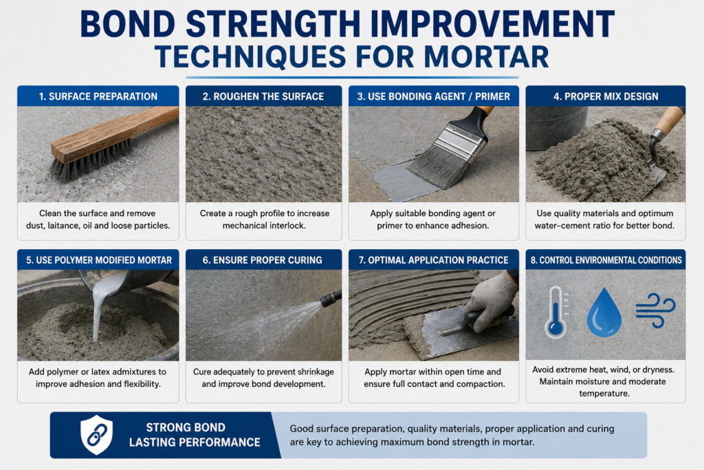 Bond strength improvement techniques for mortar Bond strength improvement techniques for mortar