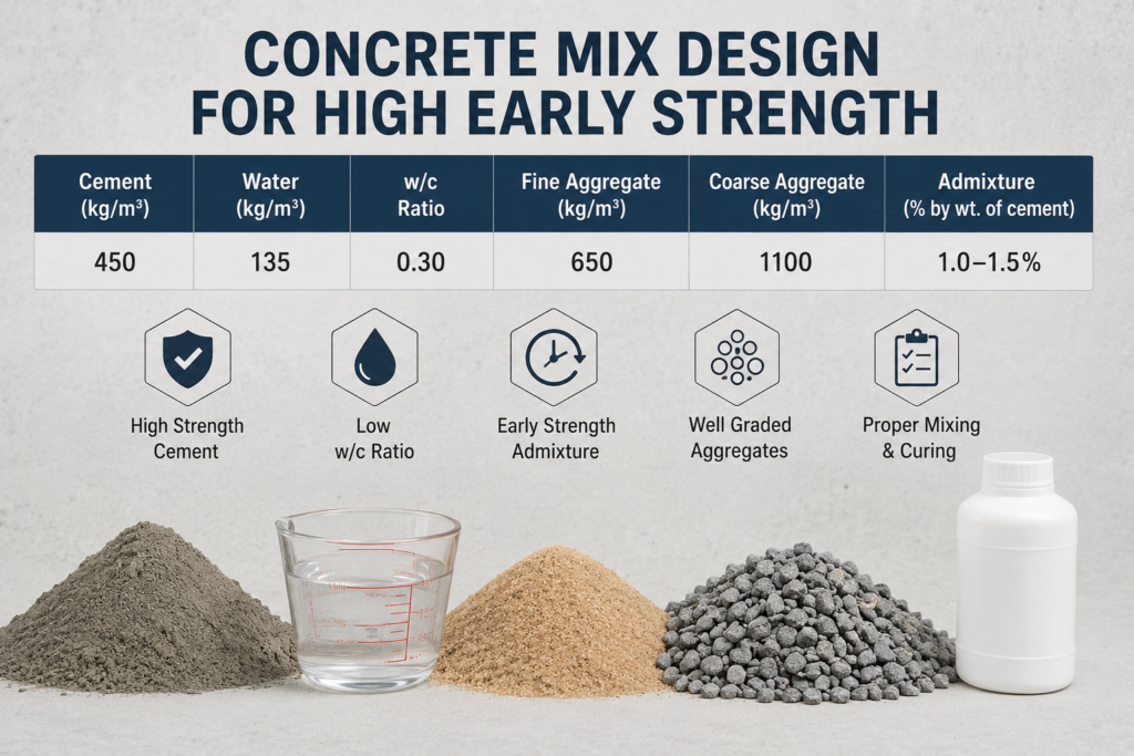Concrete mix design for high early strength Concrete mix design for high early strength