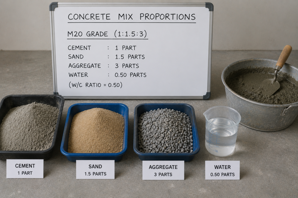 Concrete mixing proportions demonstration Concrete mixing proportions demonstration