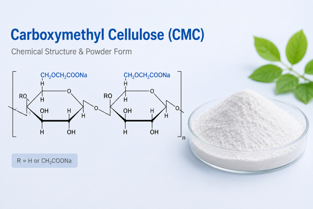 CMC powder and molecular structure CMC chemical structure and powder form