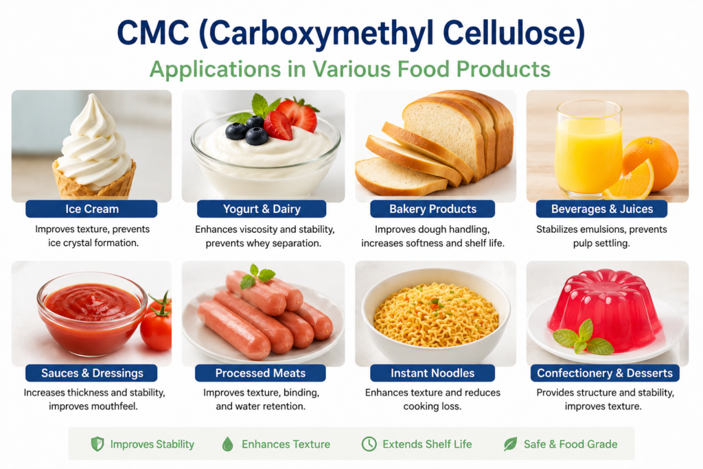 CMC in food industry applications CMC applications in various food products