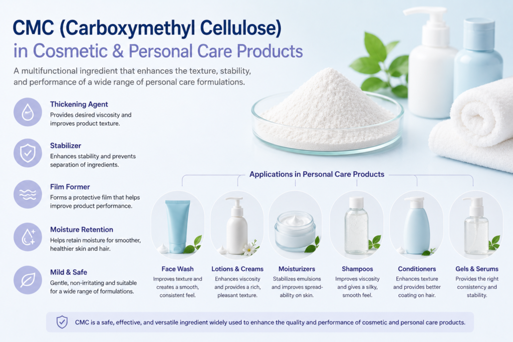 Personal care applications of CMC CMC in cosmetic and personal care products