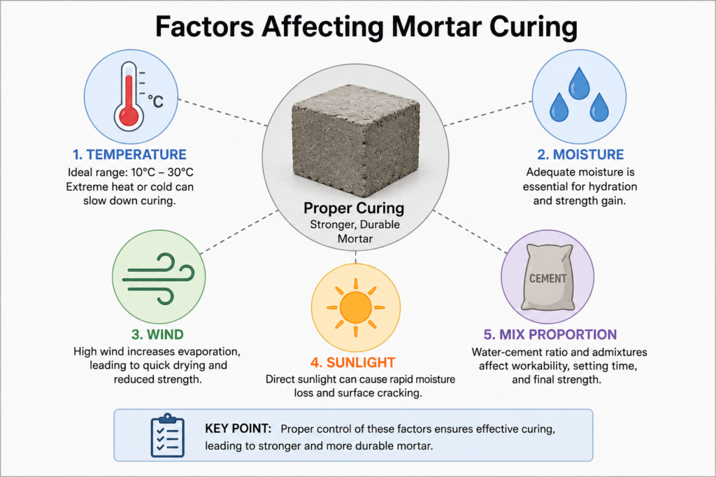 5 factors impacting mortar cure time factors affecting mortar curing illustrated diagram