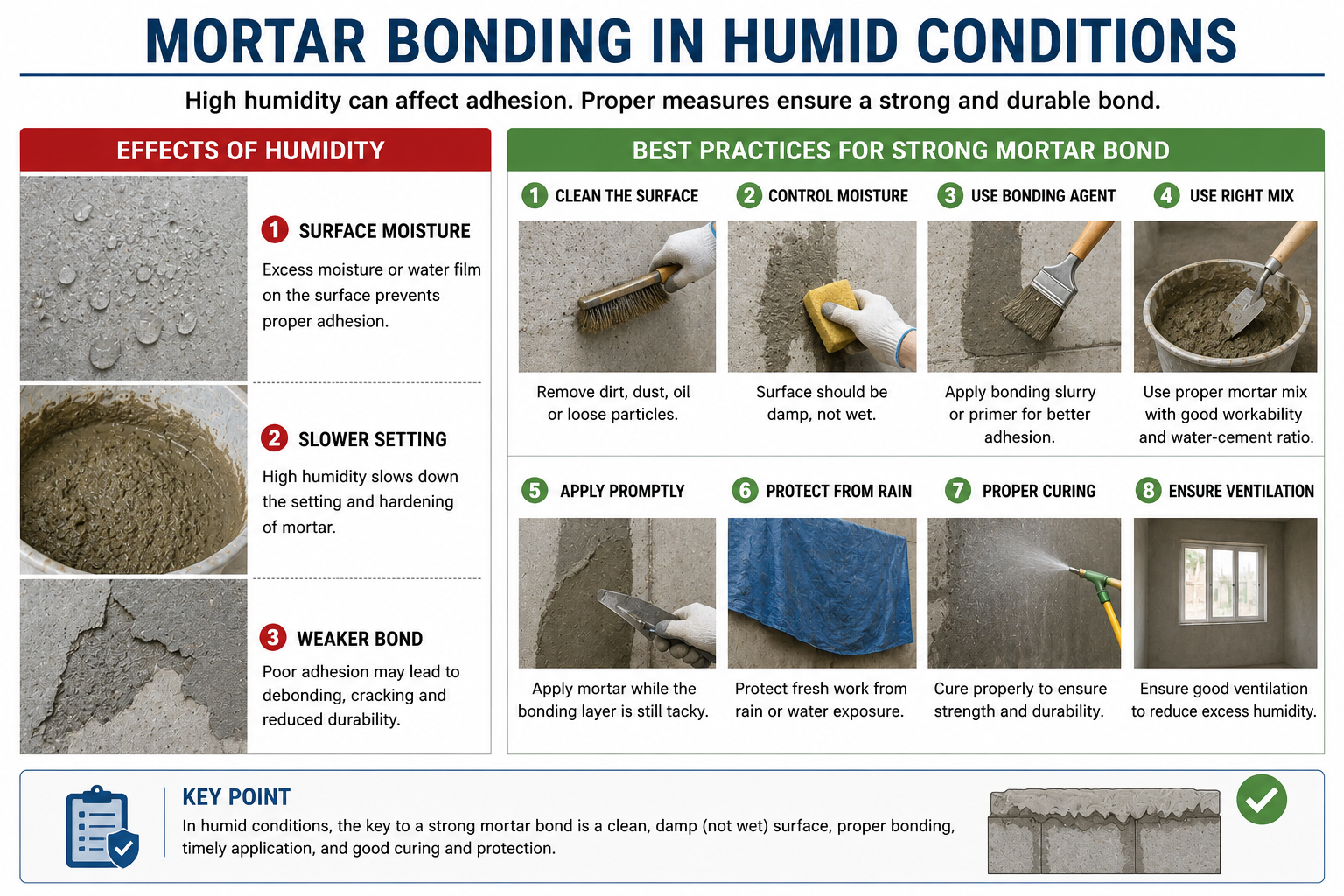 Mortar Bonding in Humid Conditions