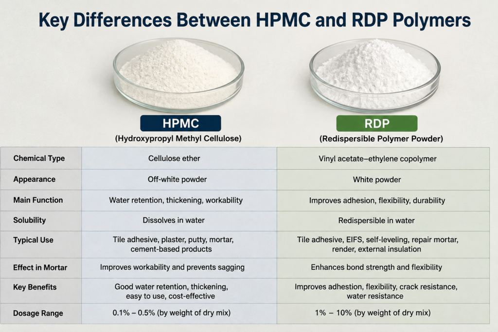 Key differences between HPMC and RDP polymers Key differences between HPMC and RDP polymers