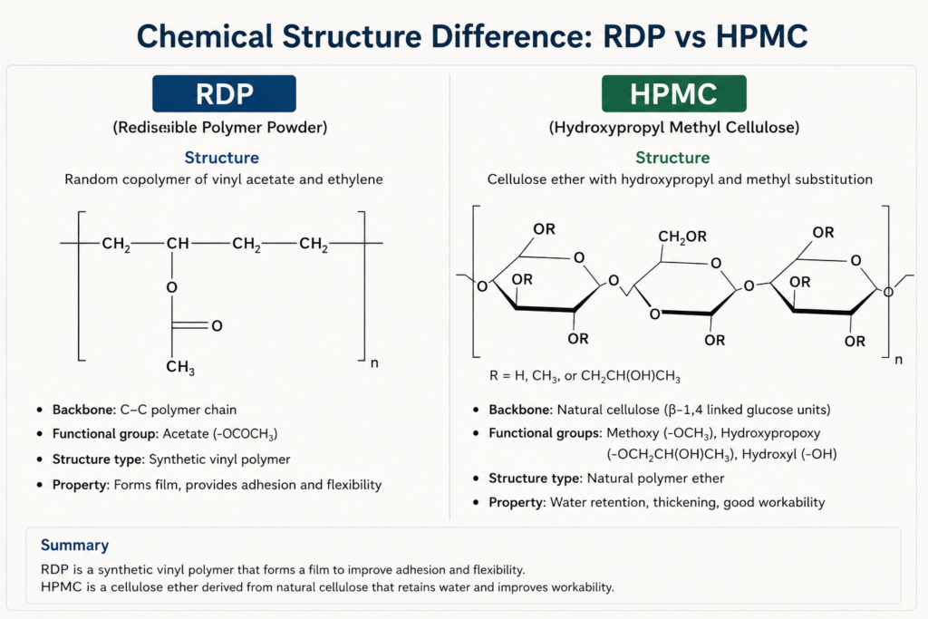 Chemical structure difference RDP vs HPMC Chemical structure difference RDP vs HPMC
