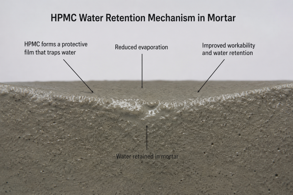 HPMC water retention mechanism in mortar HPMC water retention mechanism in mortar