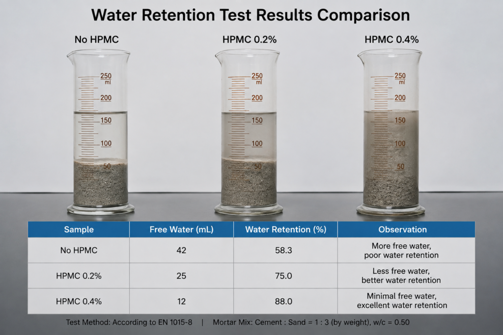 Water retention test results comparison Water retention test results comparison