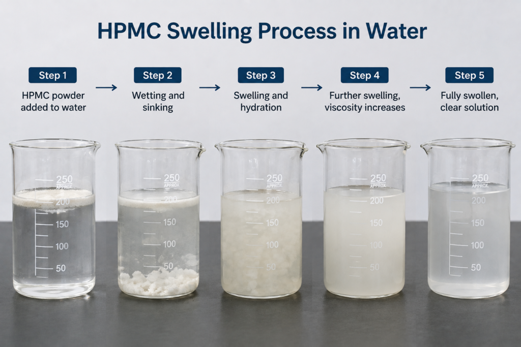 HPMC swelling process in water HPMC swelling process in water